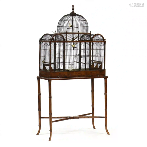 Victorian Wire Work Bird Cage on Stand