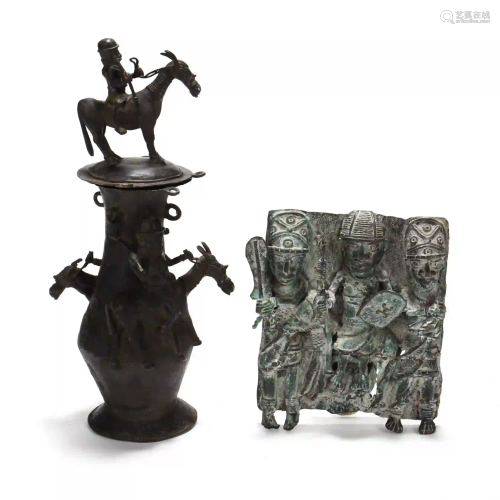 Benin, Two Sizable Bronze Works