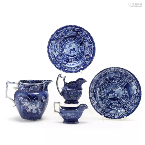 A Grouping of Antique Flow Blue China