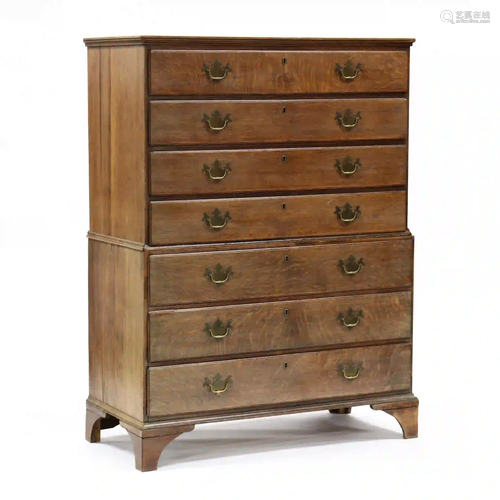 George III Diminutive Oak Chest on Chest