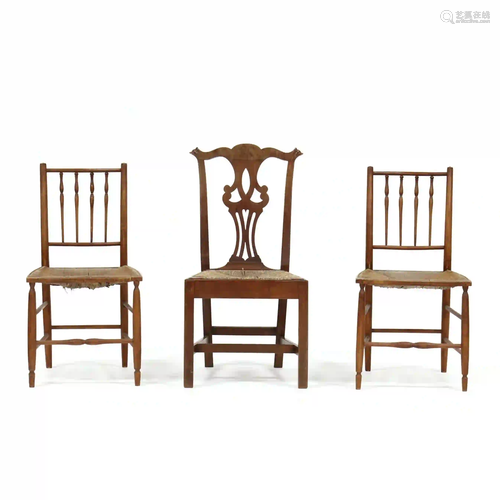 Three Rush Seat Chairs