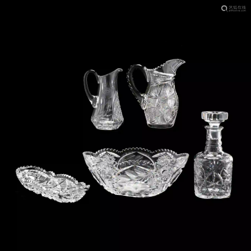 Five Pieces of Cut Glass Crystal