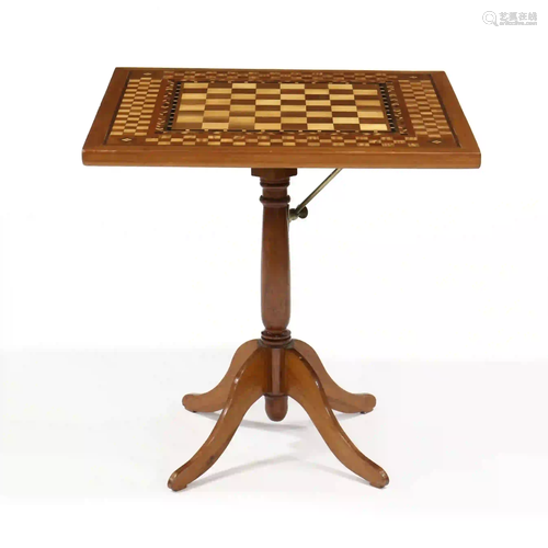 A Checkerboard Inlaid Tilt-Top Game Table