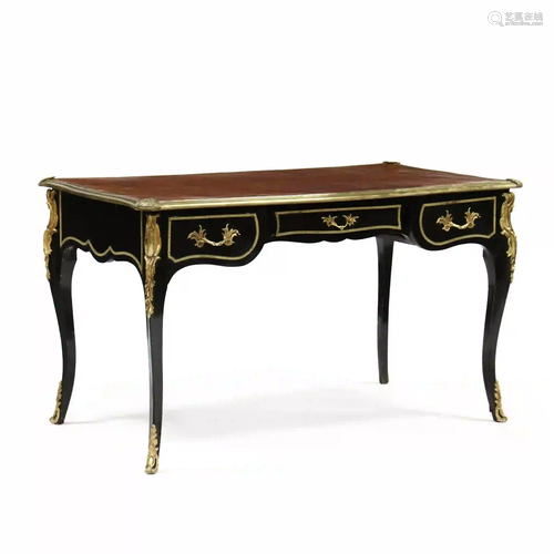 Louis XV Style Ebonized and Ormolu Escritoire