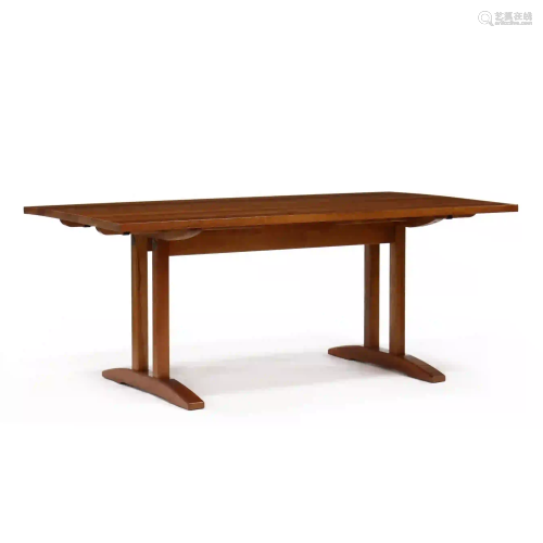 Stickley, Mission Cherry Trestle Base Dining Table and