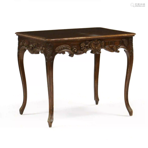 French Provincial Style Carved Walnut Tea Table