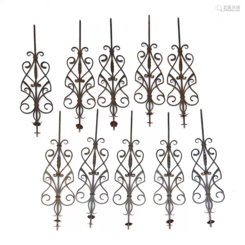 Set of Ten Wrought Iron Architectural Panels