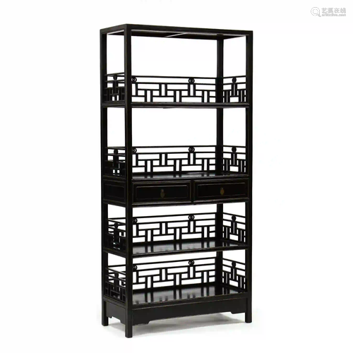 Chinese Black Lacquered Bookshelf