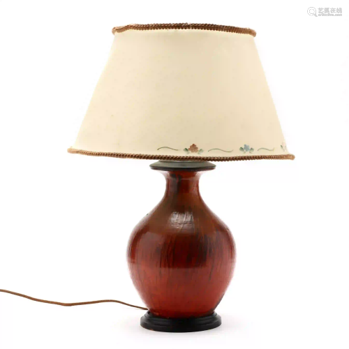 NC Pottery, Chrome Red Vase as a Table Lamp