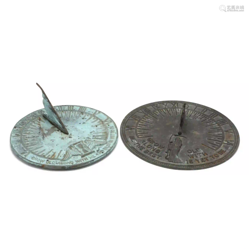 Two Vintage Bronze Sundials
