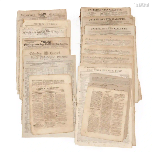 Over 30 Early 19th Century Federal Era Newspapers