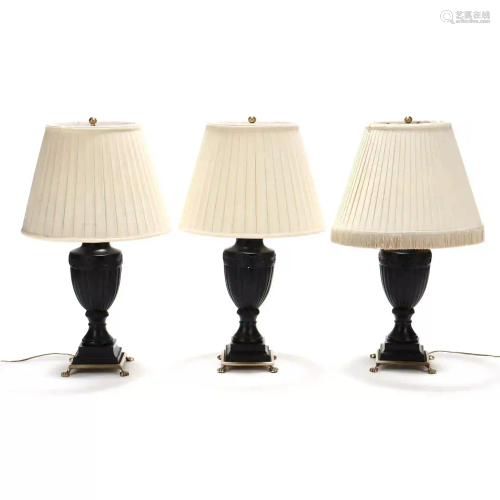 Three Neoclassical Style Urn Table Lamps, Frederick