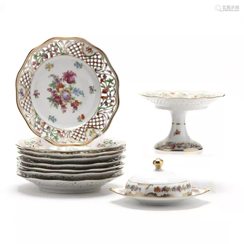 A Grouping of Antique Dresden China