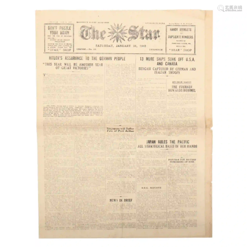 Copy of Guernsey's The Star Newspaper Under Nazi