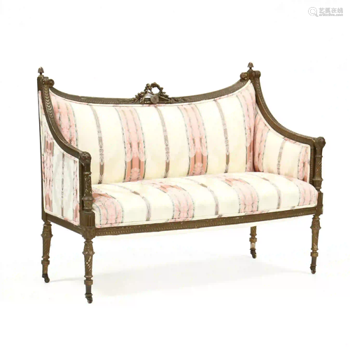 Louis XVI Style Carved and Painted Settee