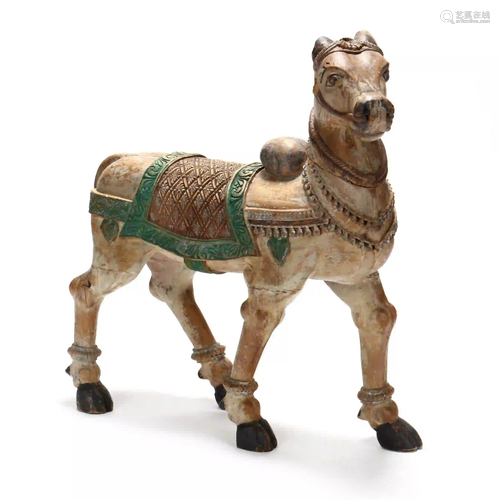 Southeast Asian Carved and Painted Wood Bull