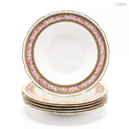 Six Elegant Soup Plates Retailed by Ovington Brothers