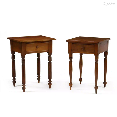 Two American Sheraton Cherry One Drawer Stands