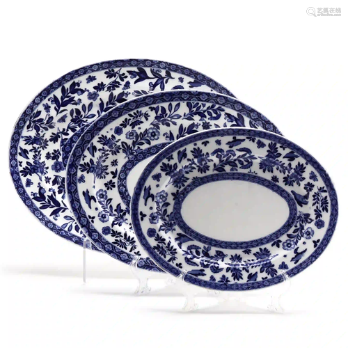 A Graduated Set of Blue and White Transfer Platters