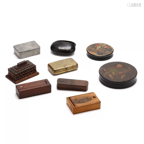 Nine Antique Continental Snuff Boxes