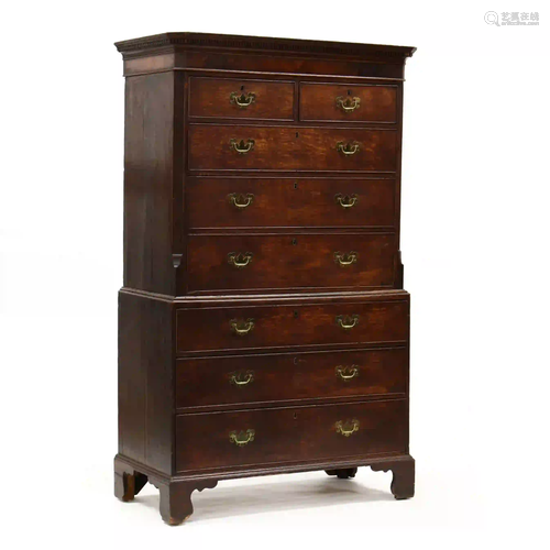 George III Oak Chest on Chest