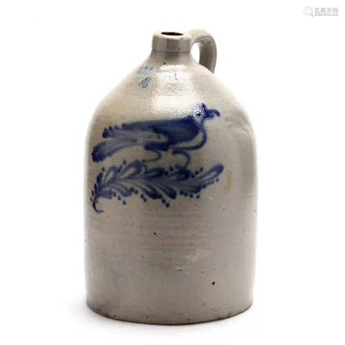 J. & F. Norton Bennington VT Stoneware Jug with Bird