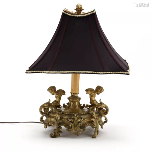 Rococo Style Lamp with Custom Shade