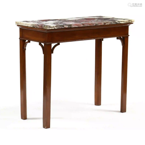 Chippendale Style Marble Top Slab Table