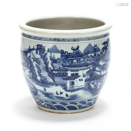 Decorative Chinese Blue and White Jardiniere