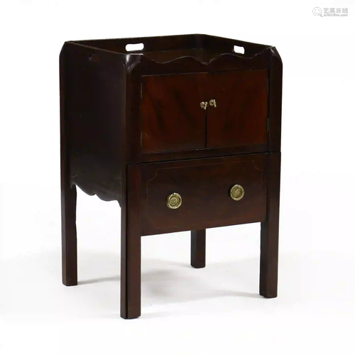 George III Inlaid Mahogany Necessary Cabinet