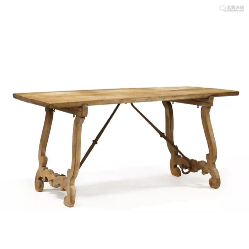 Continental Oak Trestle Base Dining Table