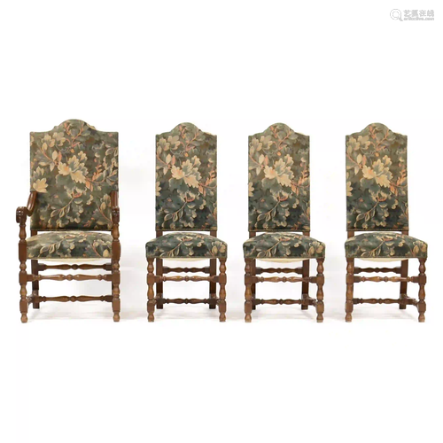 Set of Eight William and Mary Style Dining Chairs