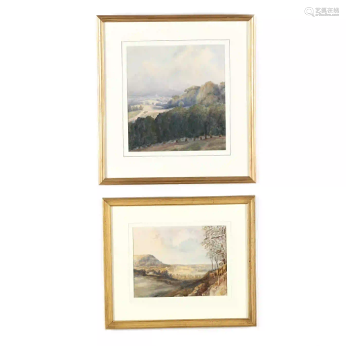Two Antique English School Watercolor Landscapes