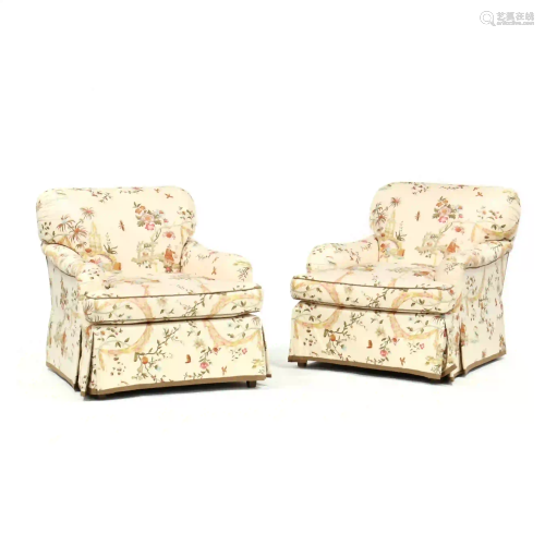 Pair of Cowtan & Tout Upholstered Club Chairs