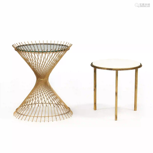 Two Modern Gilt Metal Side Tables