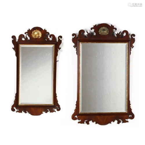 Henkel Harris, Two Chippendale Style Mahogany Mirrors