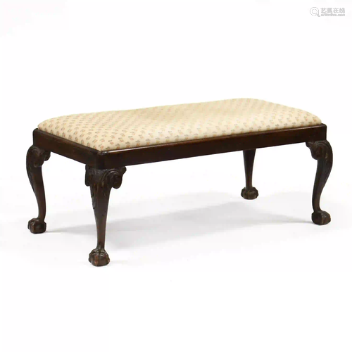 Chippendale Style Carved Mahogany Bench