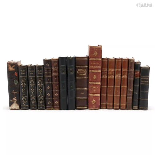 Eight Leather Bound Books in Latin and Nine in German