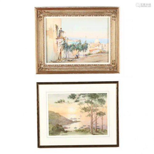 Two English School Watercolor Coastal Scenes