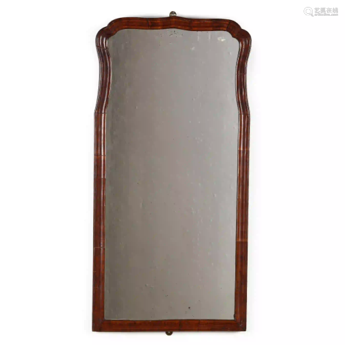Antique Queen Anne Style Walnut Looking Glass
