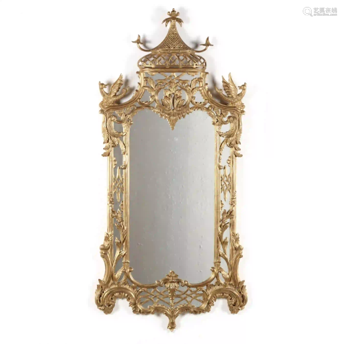 Chinese Chippendale Style Carved and Gilt Mirror