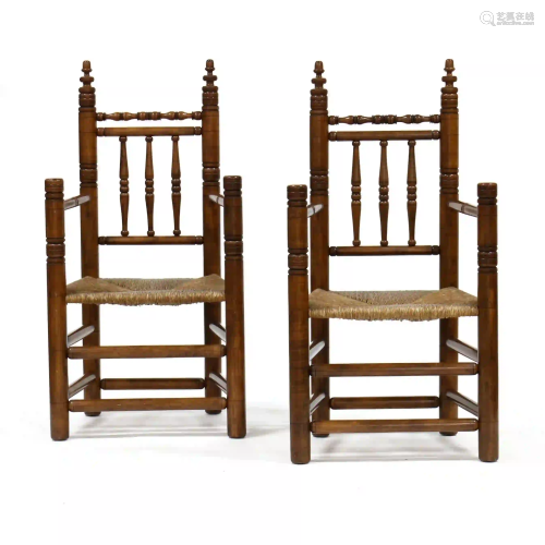 Wallace Nutting, Pair of Pilgrim Style Armchairs