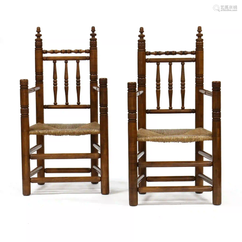 Wallace Nutting, Pair of Pilgrim Style Armchairs