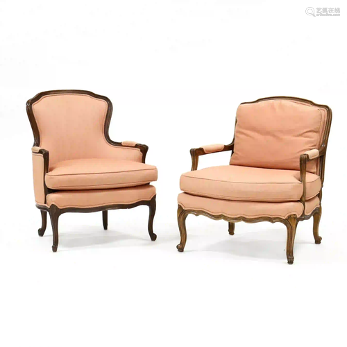 Two Louis XV Style Armchairs, Including Baker