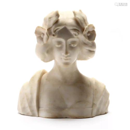 Art Nouveau Marble Portrait Bust of A Woman