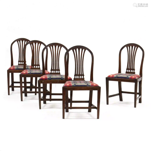 Set of Five English Hepplewhite Mahogany Dining Chairs