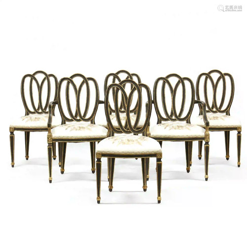 Dennis & Leen, Set of Six Italianate Painted Dining