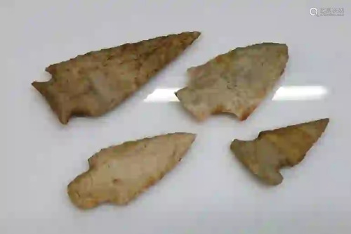 Excellent Stone Arrowhead Artifacts Native American 4pc