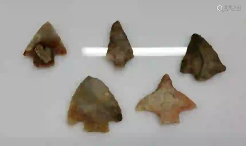 Native American Carved Stone Arrowhead Artifacts 5pc