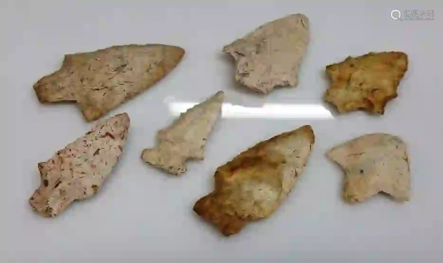 7pc Carved Stone Native American Arrowhead Artifacts